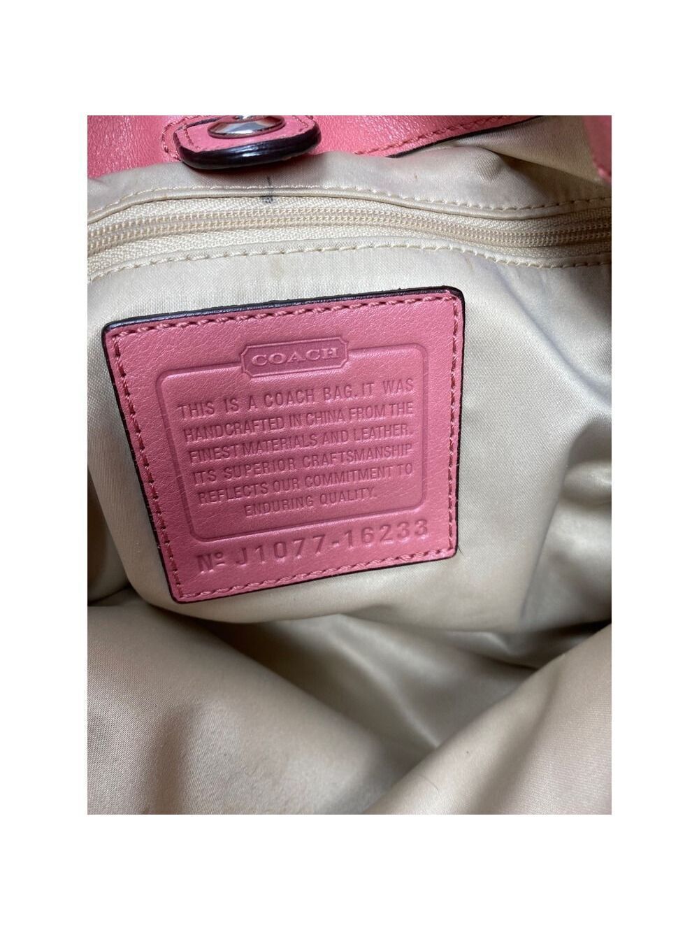 Coach Signature C Monogram Pink Leather Trim Tote Bag Purse - Picture 5 of 6